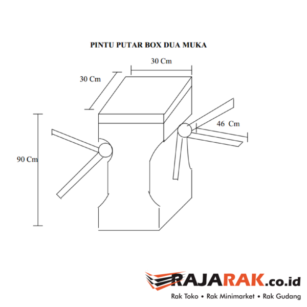 PINTU PUTAR SUPERMARKET BOX DOUBLE | PINTU ANTRIAN 2 ARAH TANPA COUNTER