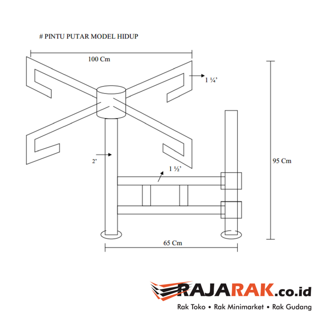 Pintu Putar Supermarket Stainless Model Hidup Untuk Pintu Antrian Masuk / Keluar