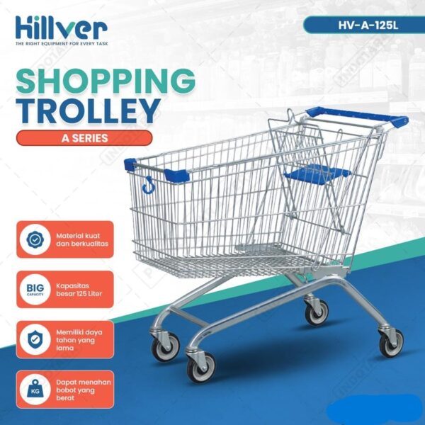 TROLLEY BELANJA SUPERMARKET 125 LITER HILVER TIPE HV-A-125L | TROLI - TROLY SHOPPING | JUAL KE SELURUH INDONESIA | RAJA RAK MINIMARKET