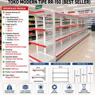 RAK GONDOLA MINIMARKET DISPLAY TOKO SWALAYAN TIPE RR-150 (BEST SELLER) | RAJA RAK MINIMARKET