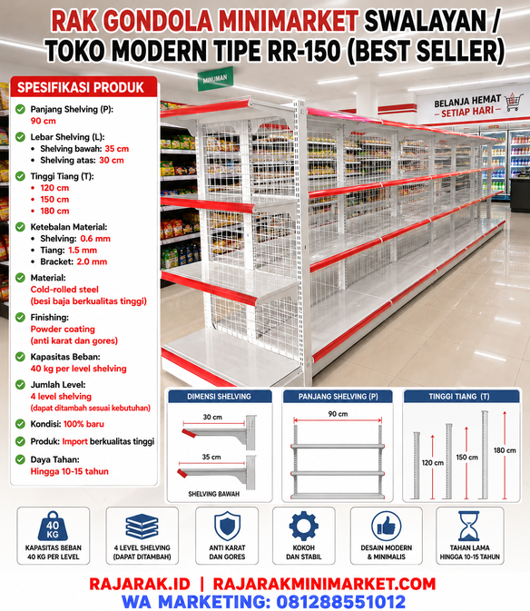 RAK GONDOLA MINIMARKET DISPLAY TOKO SWALAYAN TIPE RR-150 (BEST SELLER) | RAJA RAK MINIMARKET