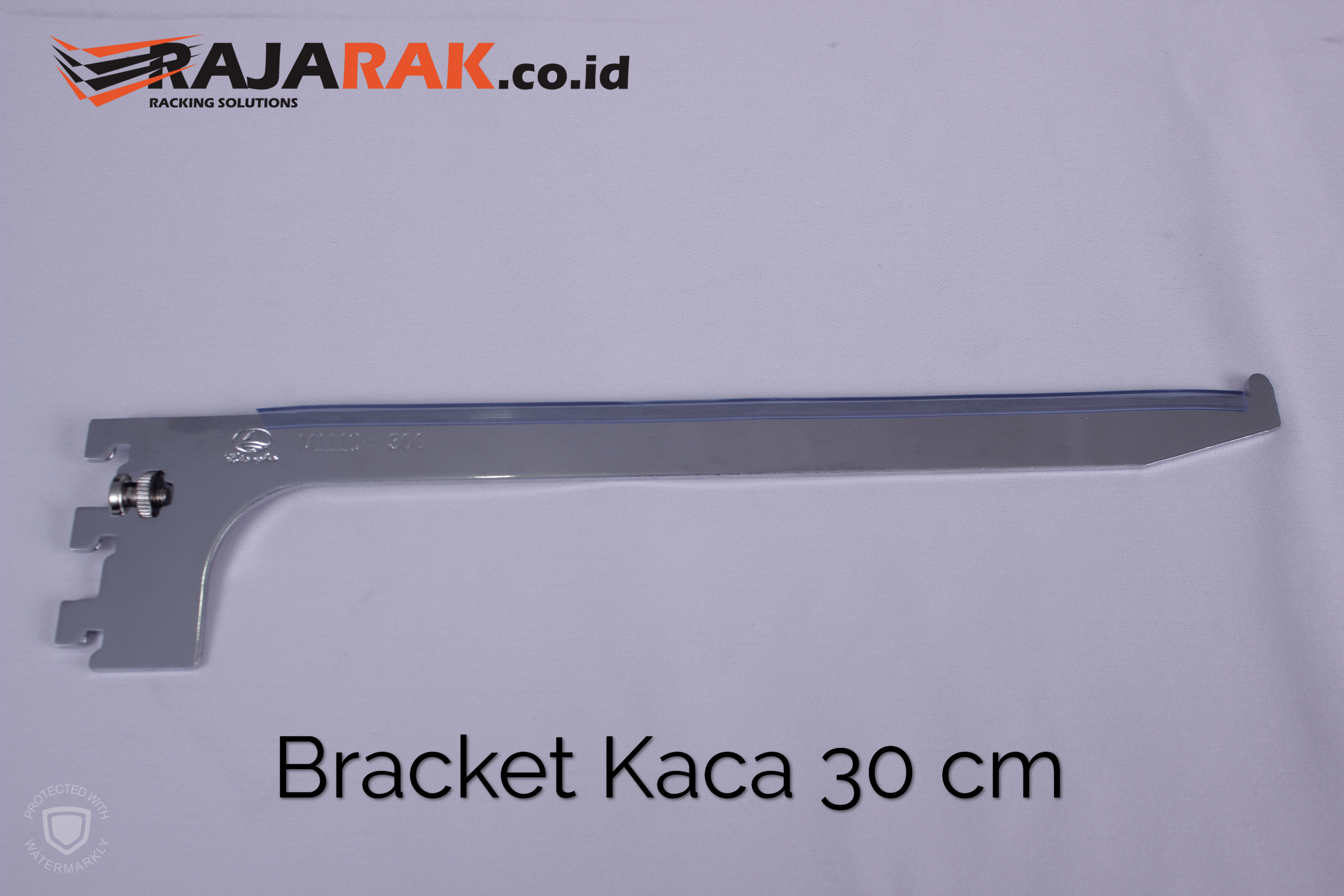 Daun Bracket Kaca 30 cm Tebal 3 mm Warna Chrome 