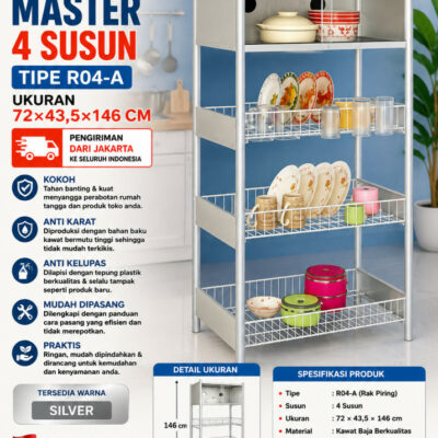 RAK PIRING MASTER 4 SUSUN TIPE R04-A UKURAN 72x43,5x146 CM