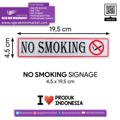 SIGNAGE / LOGO PERINGATAN NO SMOKING 4,5×19,5 CM rajarakminimarket raja rak indonesia raja rak gudang