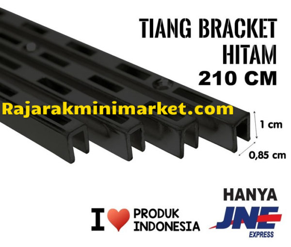 TIANG BRACKET HITAM 180 CM TIPE TBH180 - bracket penyangga display kaca kayu