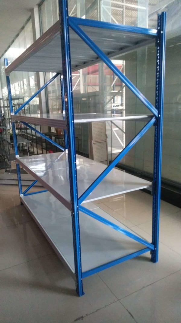 RAK BESI GUDANG LIGHT DUTY TIPE RR-250 L80, 4 LEVEL SHELVING, KAPASITAS 250 KG/LEVEL ATAU 1 TON/UNIT, UKURAN 200cm x 80cm x 200cm