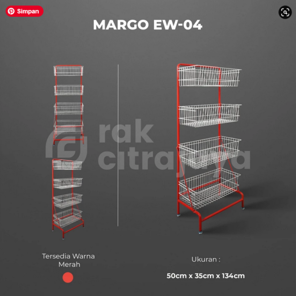 RAK CHIKI MARGO EW-04 | RAK SNACK SERBAGUNA SUSUN 4 MERAH