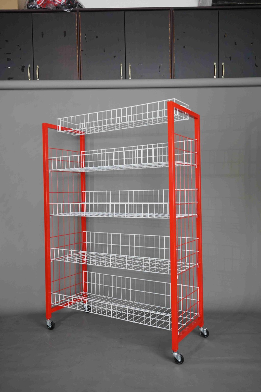 Display Rack Sari Roti RAK DISPLAY ROTI TIPE YISUN RODA, 5 SUSUN KERANJANG