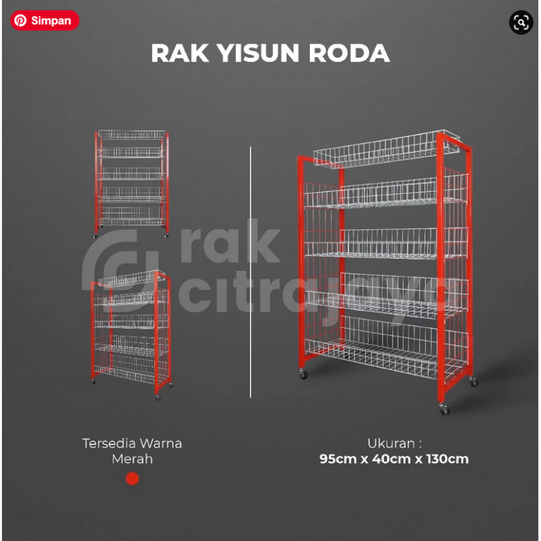 Display Roti Lyly RAK DISPLAY ROTI TIPE YISUN RODA, 5 SUSUN KERANJANG