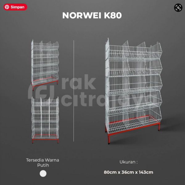 RAK TOKO DISPLAY NORWEI K80, Uk.80x36x143cm | RAK SNACK CHIKI SERBAGUNA