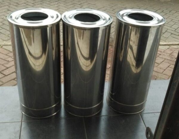 TEMPAT SAMPAH STAINLESS BULAT LUBANG ATAS VOLUME 100 LITER, UKURAN D.30 x T.65 CM: Solusi Elegan & Higienis, Jual ke Seluruh Indonesia