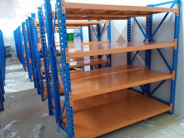 RAK BESI GUDANG MEDIUM DUTY TIPE ZA-500 KAPASITAS 500 KG / SUSUN SHELVING ATAU 2 TON / UNIT RAK, UKURAN 200x50x200 CM & 200x60x200 CM (UKURAN & WARNA BISA CUSTOM), 4 SUSUN SHELVING