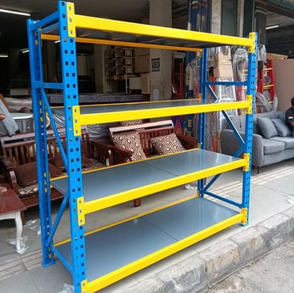 RAK BESI GUDANG MEDIUM TIPE ZA-300 – KAPASITAS 300 KG / SUSUN SHELVING (TOTAL 1,2 TON / UNIT): Solusi Rak Serbaguna & Tangguh untuk Gudang Skala Menengah – RAJA RAK INDONESIA