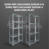 RAK BESI GUDANG SIKU LUBANG SERBAGUNA TIPE JUNO B01 GALVANIS – SHELVING PLAT, SUSUN 4 & 5, UKURAN 70x30x150 CM, NON BAUT