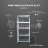 RAK BESI GUDANG SIKU LUBANG SERBAGUNA TIPE JUNO B01 GALVANIS – SHELVING PLAT, SUSUN 4 & 5, UKURAN 70x30x150 CM, NON BAUT