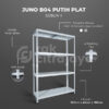 RAK GUDANG BESI SIKU SUSUN SERBAGUNA TIPE JUNO B04 PUTIH PLAT SHELVING, SUSUN 4 & 5, UKURAN 120x40x180 CM, NON BAUT (RAK BOLTLESS) | PILIHAN WARNA LAIN: Putih, Hitam, Biru, Merah & Kuning