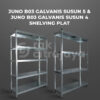 RAK BESI SIKU LUBANG BOLTLESS JUNO 03 GALVANIS PLAT SHELVING, SUSUN 4 & 5, UKURAN 120x45x180 CM | RAJA RAK MINIMARKET