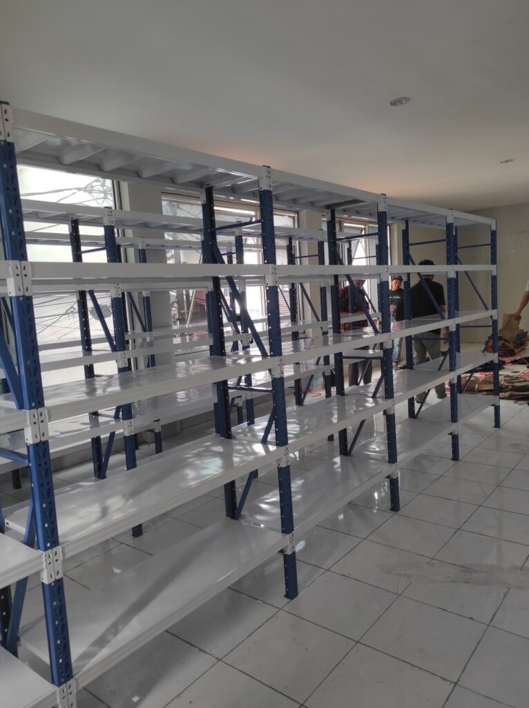 RAK BESI SUSUN GUDANG ARSIP KANTOR SERBAGUNA TIPE JF70, KAPASITAS 70 KG / LEVEL, UKURAN 120x40x200 CM, 5 SUSUN