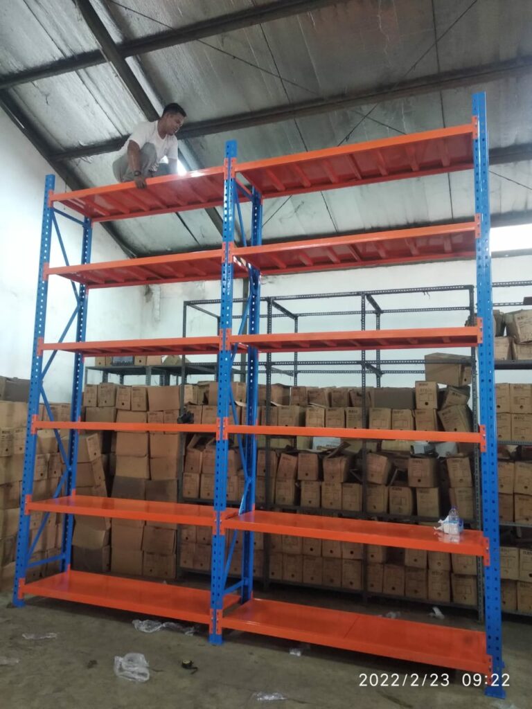 RAK GUDANG BESI PABRIK MEDIUM DUTY TIPE ZA-500 T.300, KEKUATAN 500 KG / LEVEL ATAU 2 TON / UNIT, 4 LEVEL, UKURAN 200x50x300 CM & 200x60x300 CM (WARNA & UKURAN BISA CUSTOM)
