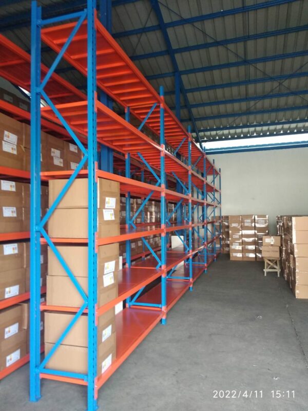 RAK GUDANG BESI PABRIK MEDIUM DUTY TIPE ZA-500 T.300, KEKUATAN 500 KG / LEVEL ATAU 2 TON / UNIT, 4 LEVEL, UKURAN 200x50x300 CM & 200x60x300 CM (WARNA & UKURAN BISA CUSTOM)