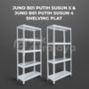 RAK BESI GUDANG SIKU LUBANG SERBAGUNA SHELVING PLAT TIPE JUNO 01 SUSUN 4 & 5, NON BAUT, UKURAN 70x30x150 CM, WARNA PUTIH