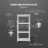 RAK BESI GUDANG SIKU LUBANG SERBAGUNA SHELVING PLAT TIPE JUNO 01 SUSUN 4 & 5, NON BAUT, UKURAN 70x30x150 CM, WARNA PUTIH