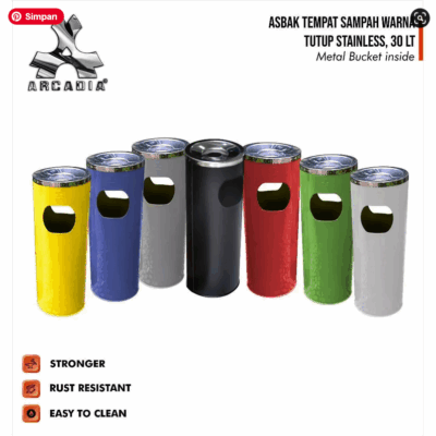 Tempat Sampah Stainless Bulat 30 Liter Warna Custom (Hitam, Putih, Merah): Solusi Kebersihan Modern dengan Sentuhan Warna Elegan