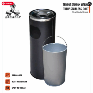 Tempat Sampah Stainless Bulat 30 Liter Warna Custom (Hitam, Putih, Merah): Solusi Kebersihan Modern dengan Sentuhan Warna Elegan