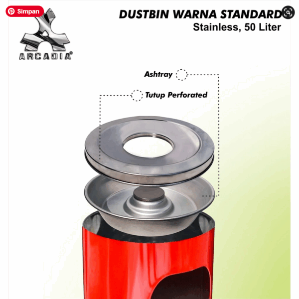 Tempat Sampah Stainless Bulat 50 Liter Warna-Warni: Putih • Kuning • Merah • Biru • Hijau – Solusi Kebersihan Elegan & Ceria