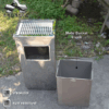 TEMPAT SAMPAH STAINLESS KOTAK DENGAN ASBAK ATAS, Ukuran 30 × 24 × 66 cm – Jual ke Seluruh Indonesia