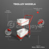 TROLLEY BARANG BELANJA SUPERMARKET TIPE MODELA WARNA MERAH & PUTIH UKURAN 52 x 40 x 90 CM 