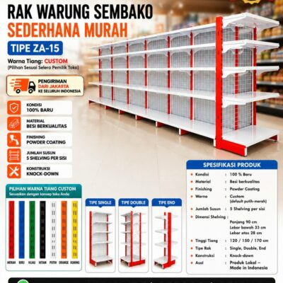 RAK WARUNG SEMBAKO SEDERHANA MURAH TIPE ZA-15 RAJA RAK