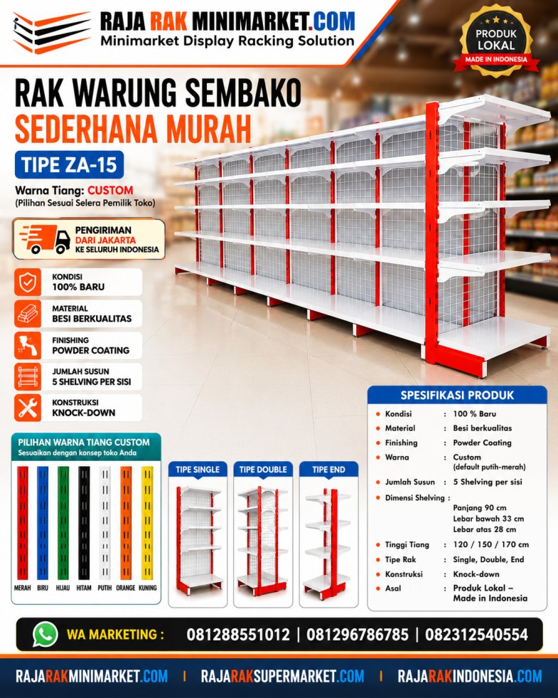 RAK WARUNG SEMBAKO SEDERHANA MURAH TIPE ZA-15 RAJA RAK