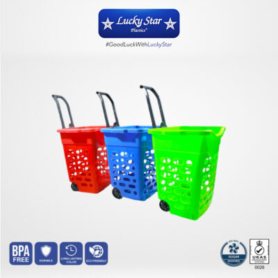 TROLI KERANJANG BELANJA PLASTIK SUPERMARKET LUCKY STAR TROLLY MARKET 6789-DX | RAJA RAK MINIMARKET